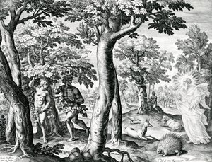 Adam og Eva gjemmer seg for Herren, plate 3 av 